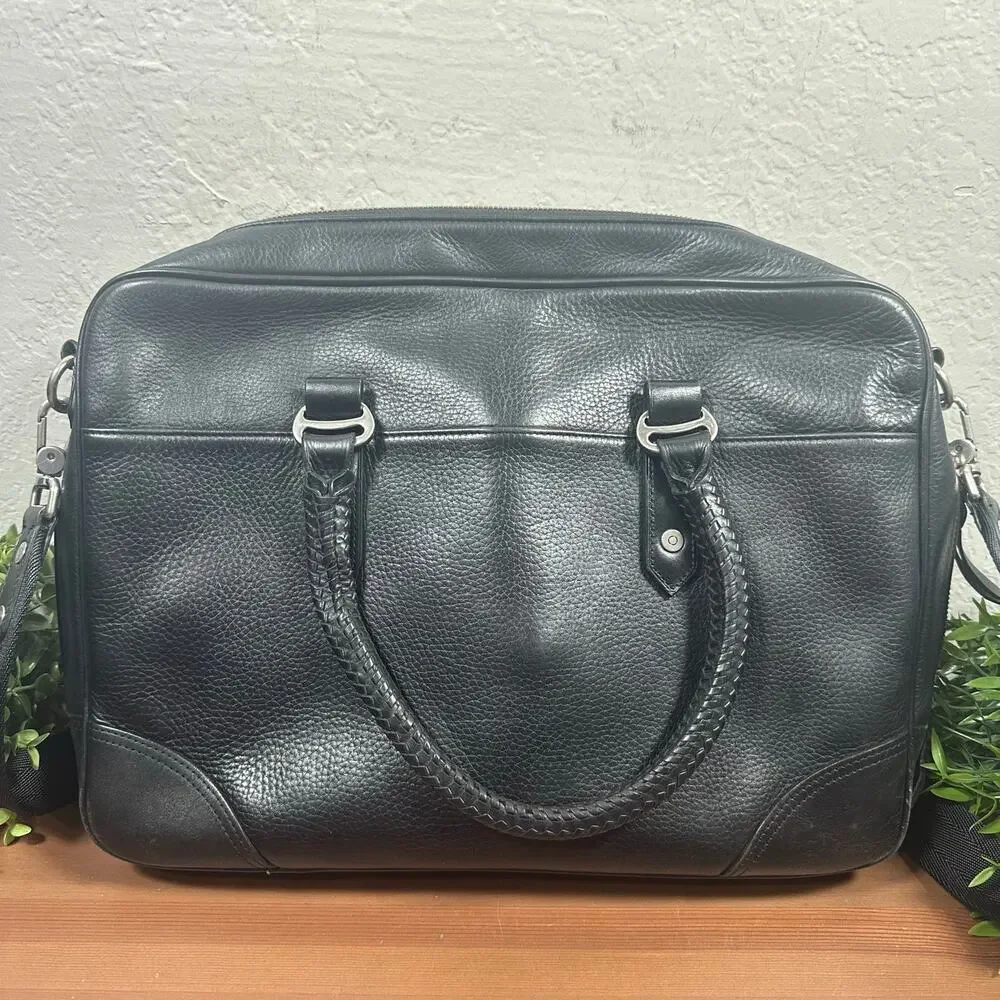 R.M. Williams Black Leather Signature Briefcase Bag